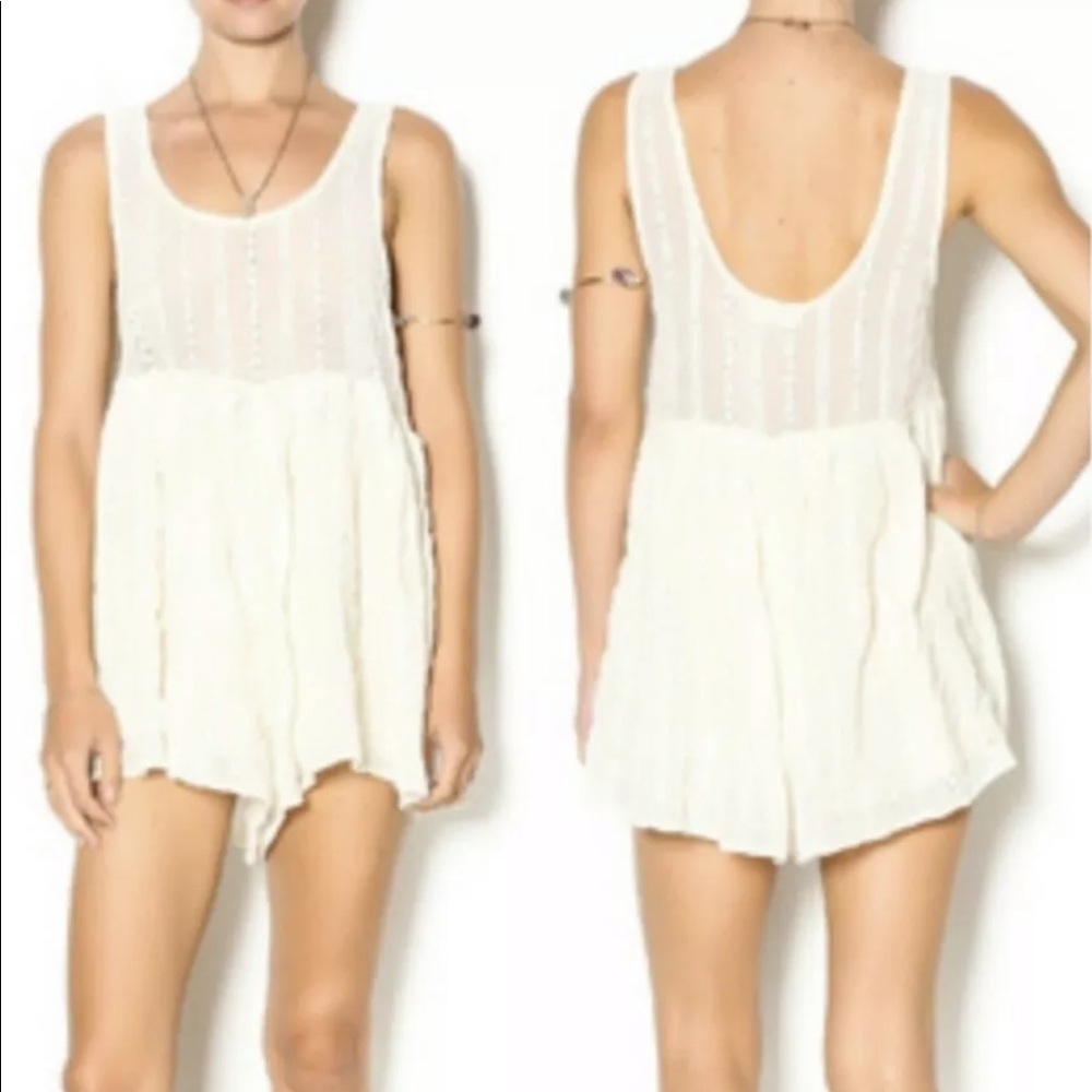 🆕 AUDREY 3+1 Ivory Lace Romper Eyelet cream